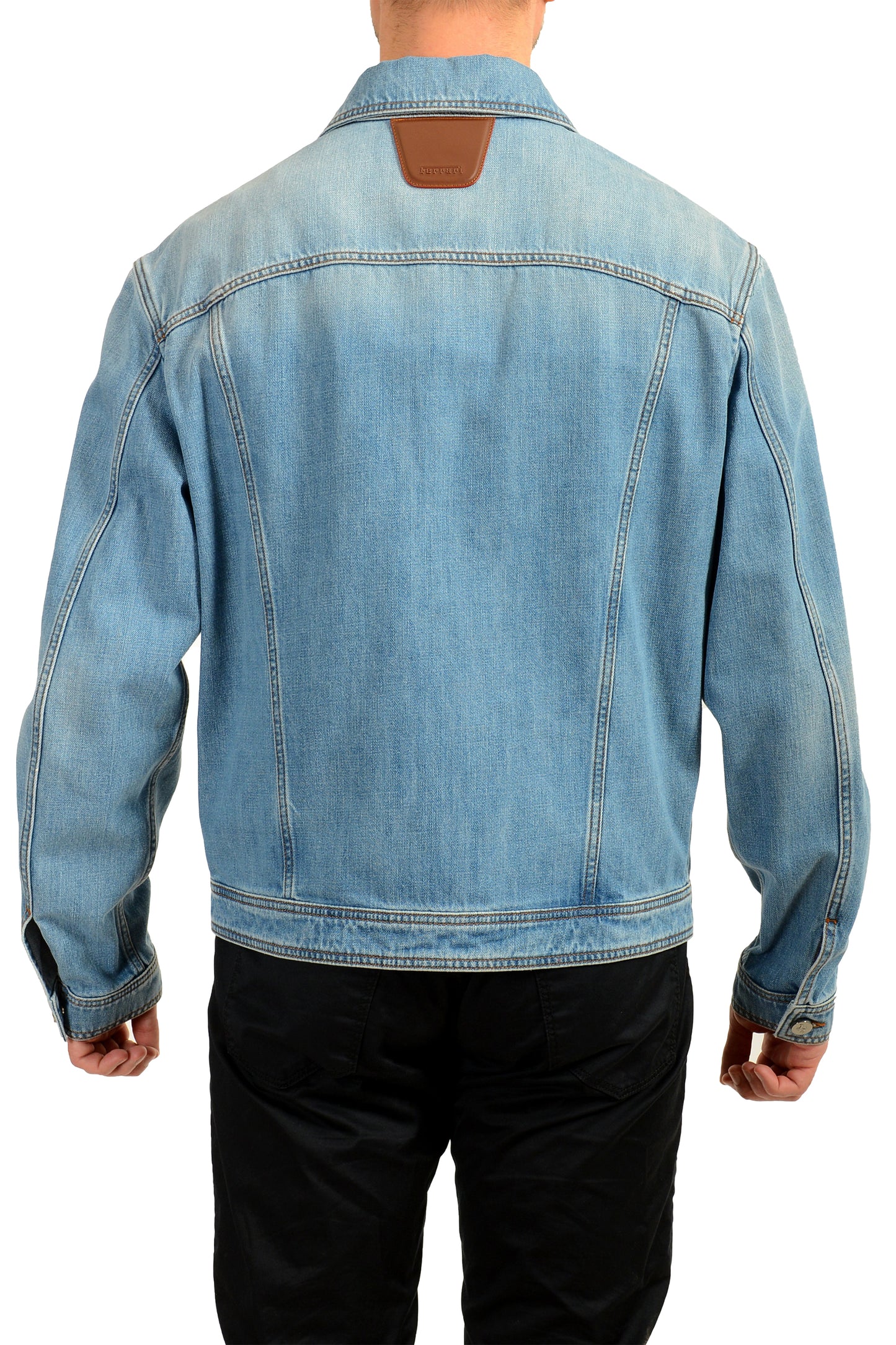 Scuderia Ferrari Men's Blue Light Denim Bomber Jacket US M IT 50