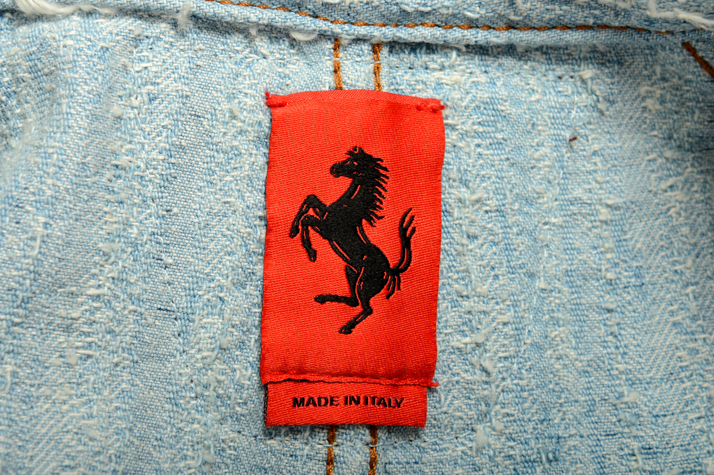 Scuderia Ferrari Men's Blue Jacquard Bleach Denim Bomber Jacket US M IT 50
