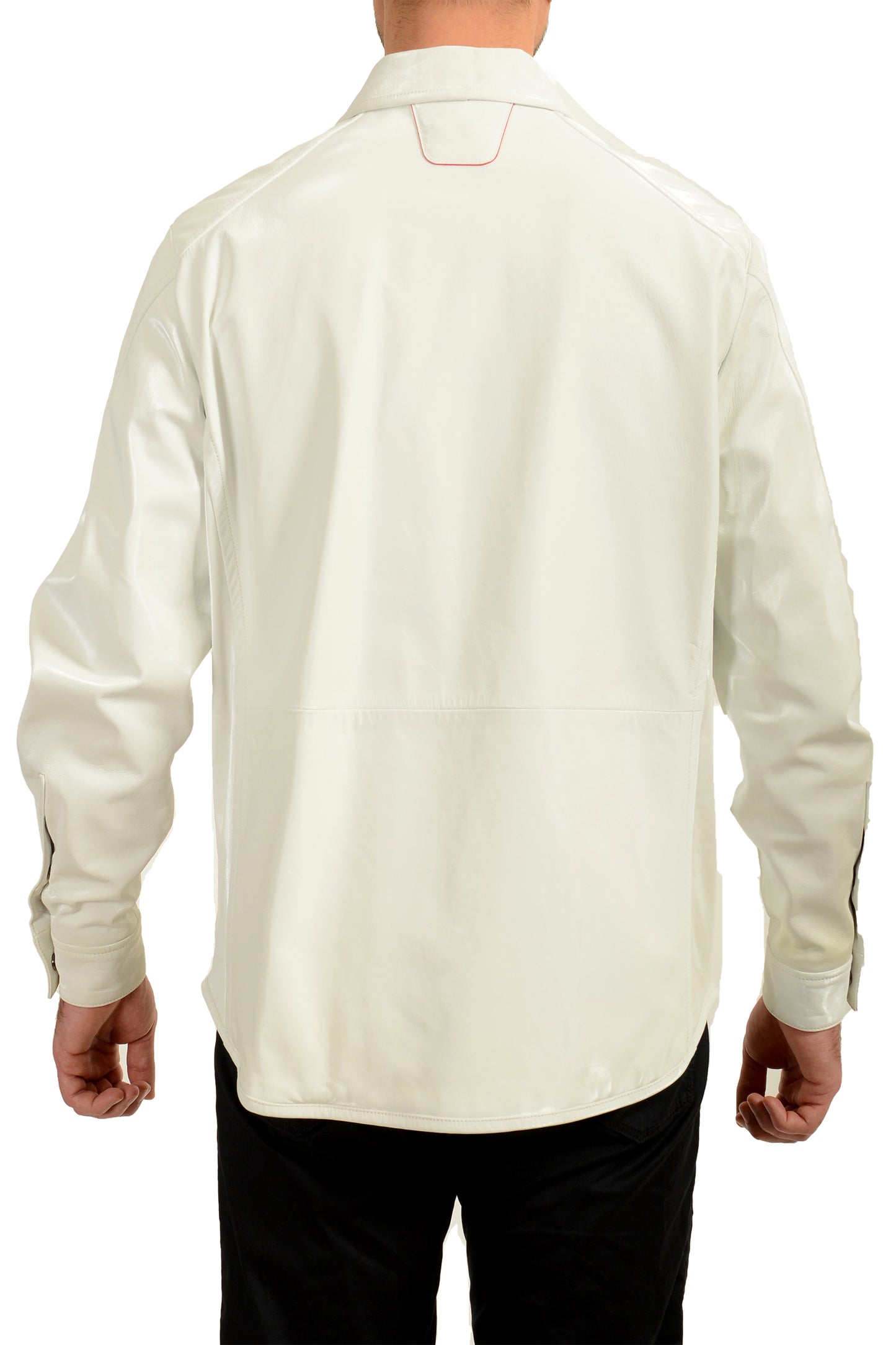 Scuderia Ferrari Men's White "Liquid" 100% Leather Bomber Jacket US M IT 50
