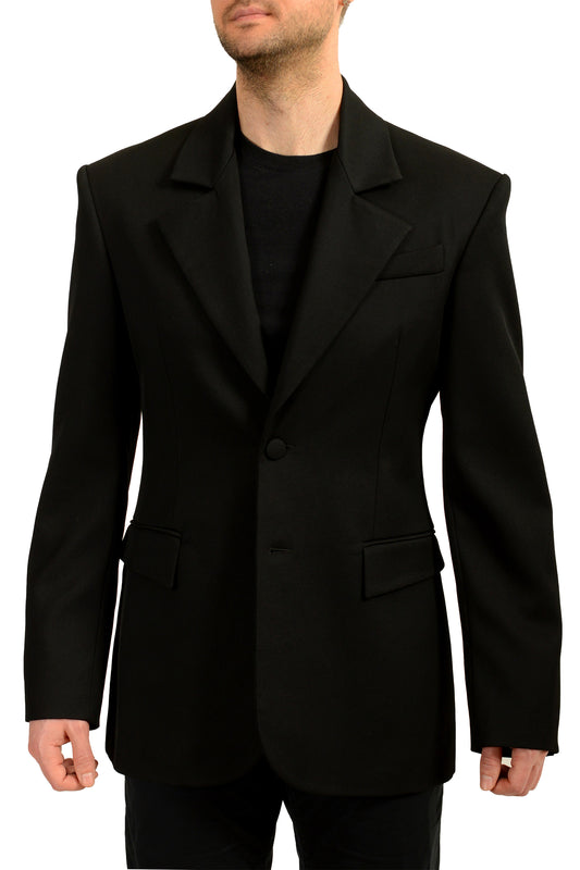 Scuderia Ferrari Men's Black Wool Two Button Sport Coat Blazer US 40 IT 50