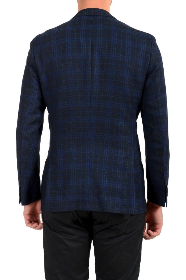 Hugo Boss Men's "Hartlay" Slim Fit Blue Plaid 100% Wool Blazer US 42R IT 52R