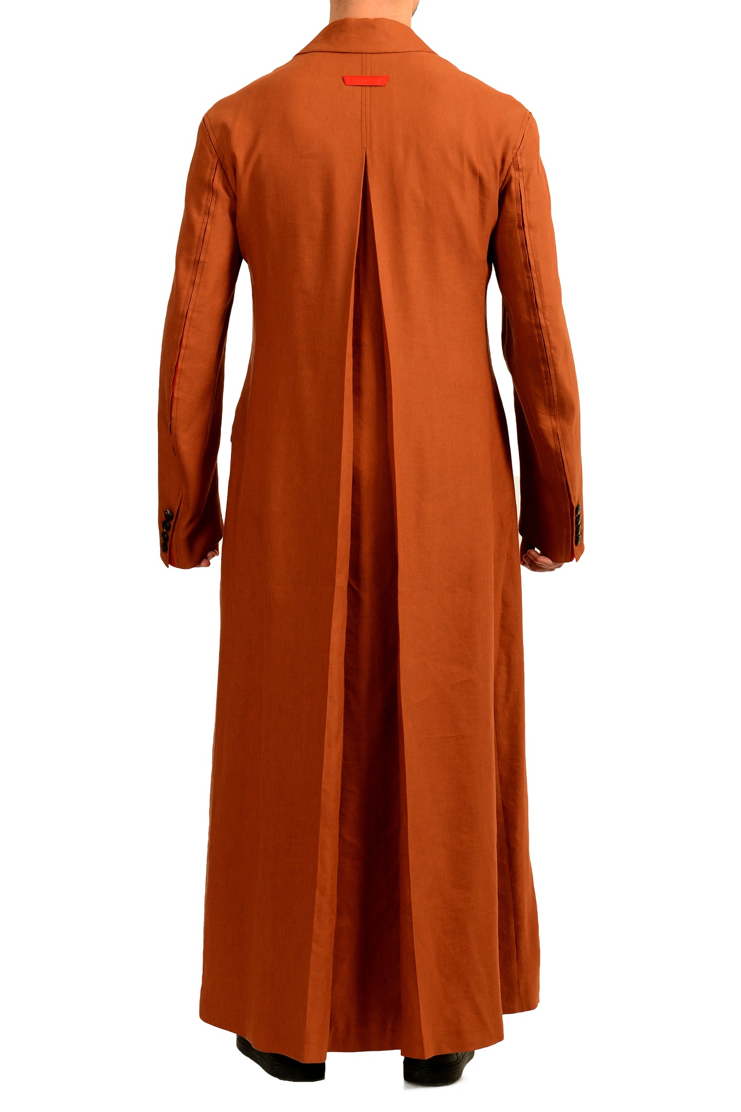 Scuderia Ferrari Men's Brown Linen Trench Long Coat US 40 IT 50