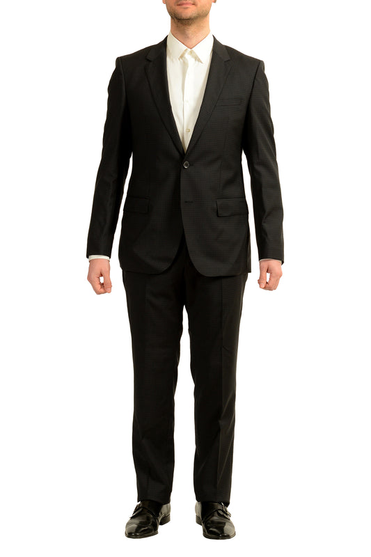 Hugo Boss Men's "Huge4/Genius3" Plaid 100% Wool Two Button Suit US 44L IT 54L