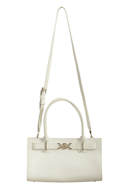 Versace Women's White 100% Leather Silver Medusa Head Tote Handbag Shoulder Bag