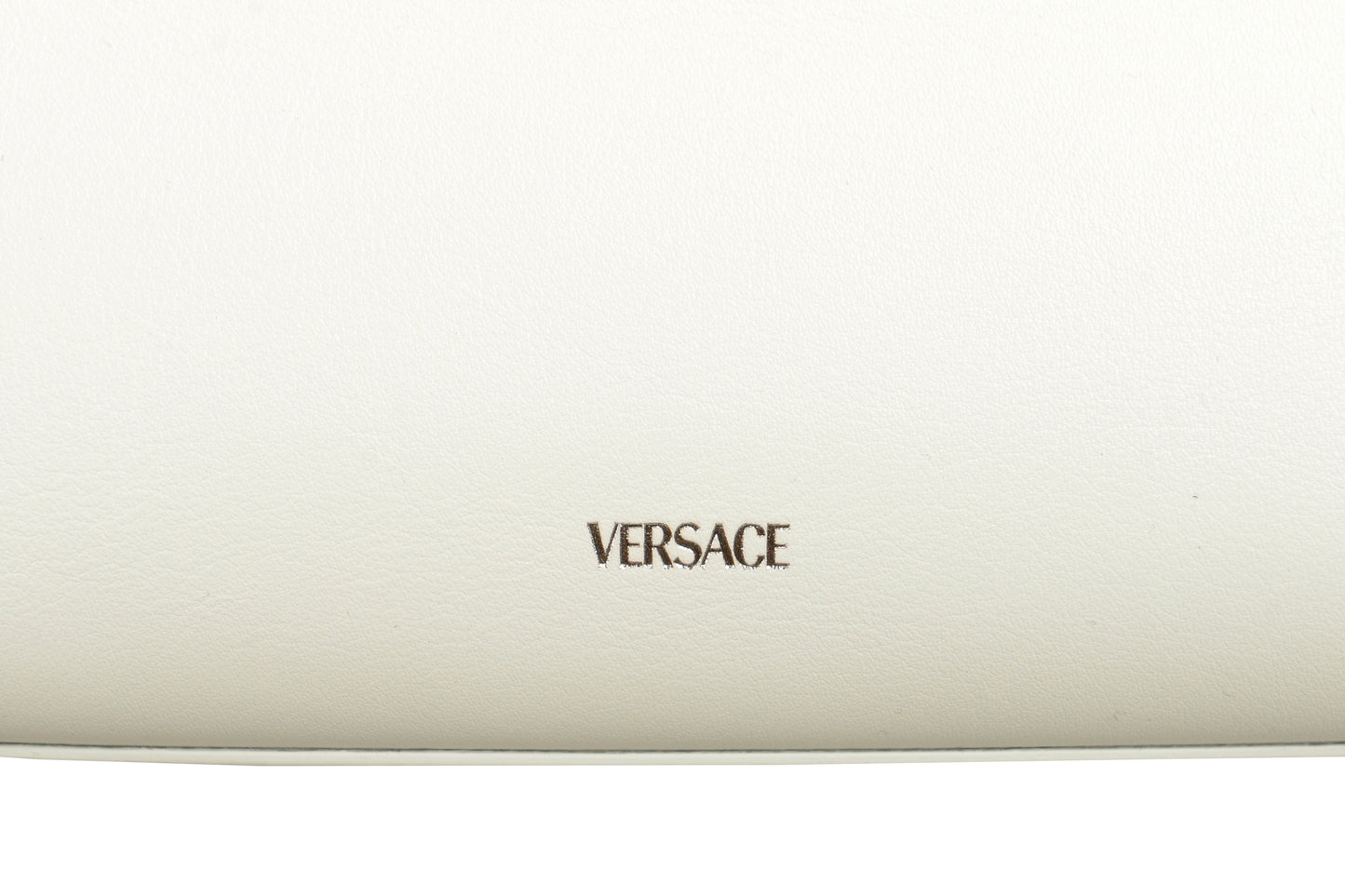 Versace Women's White 100% Leather Silver Medusa Head Tote Handbag Shoulder Bag