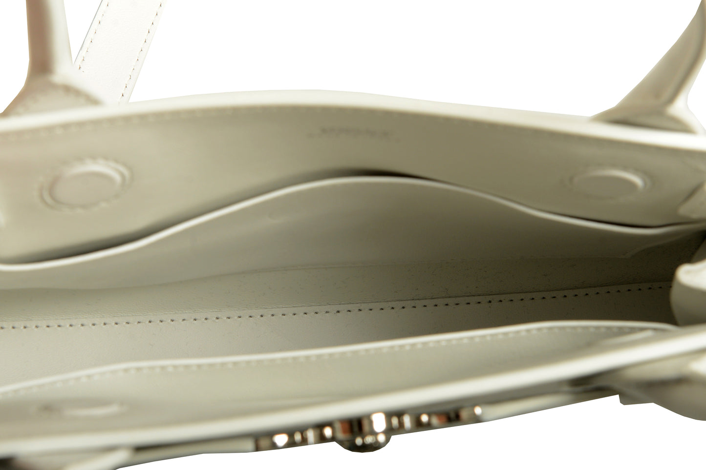 Versace Women's White 100% Leather Silver Medusa Head Tote Handbag Shoulder Bag