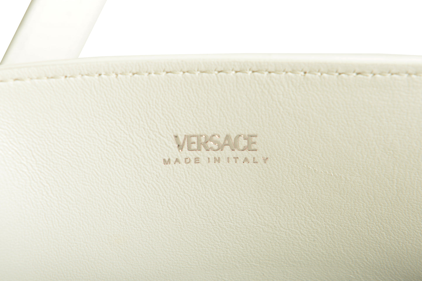 Versace Women's White 100% Leather Silver Medusa Head Tote Handbag Shoulder Bag
