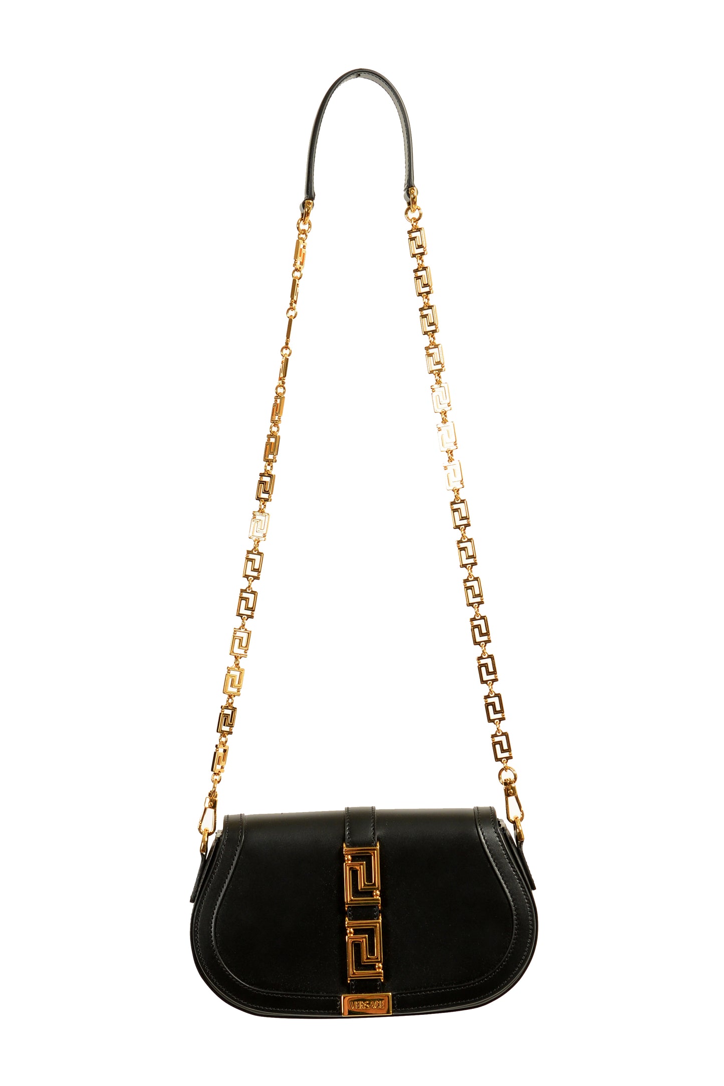 Versace Women's Black 100% Leather Greca Goddess Handbag Shoulder Bag