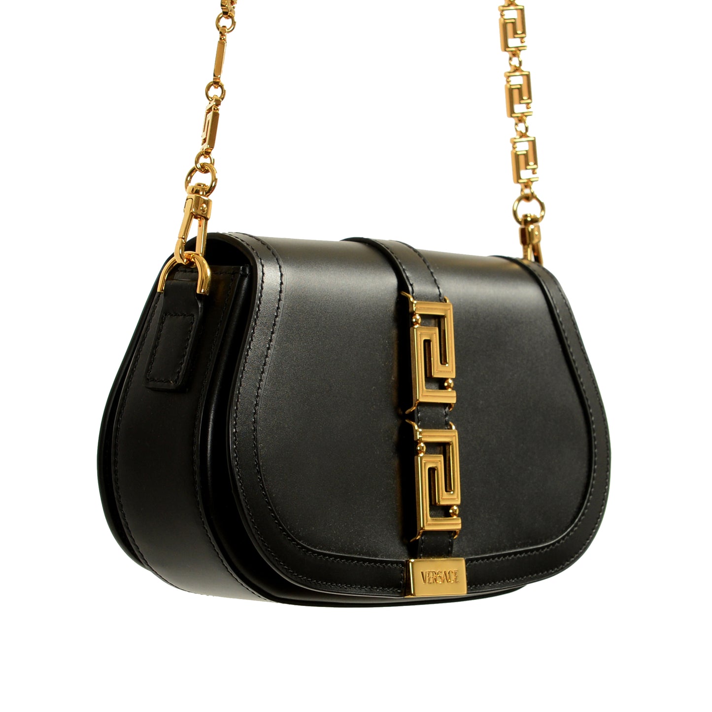 Versace Women's Black 100% Leather Greca Goddess Handbag Shoulder Bag