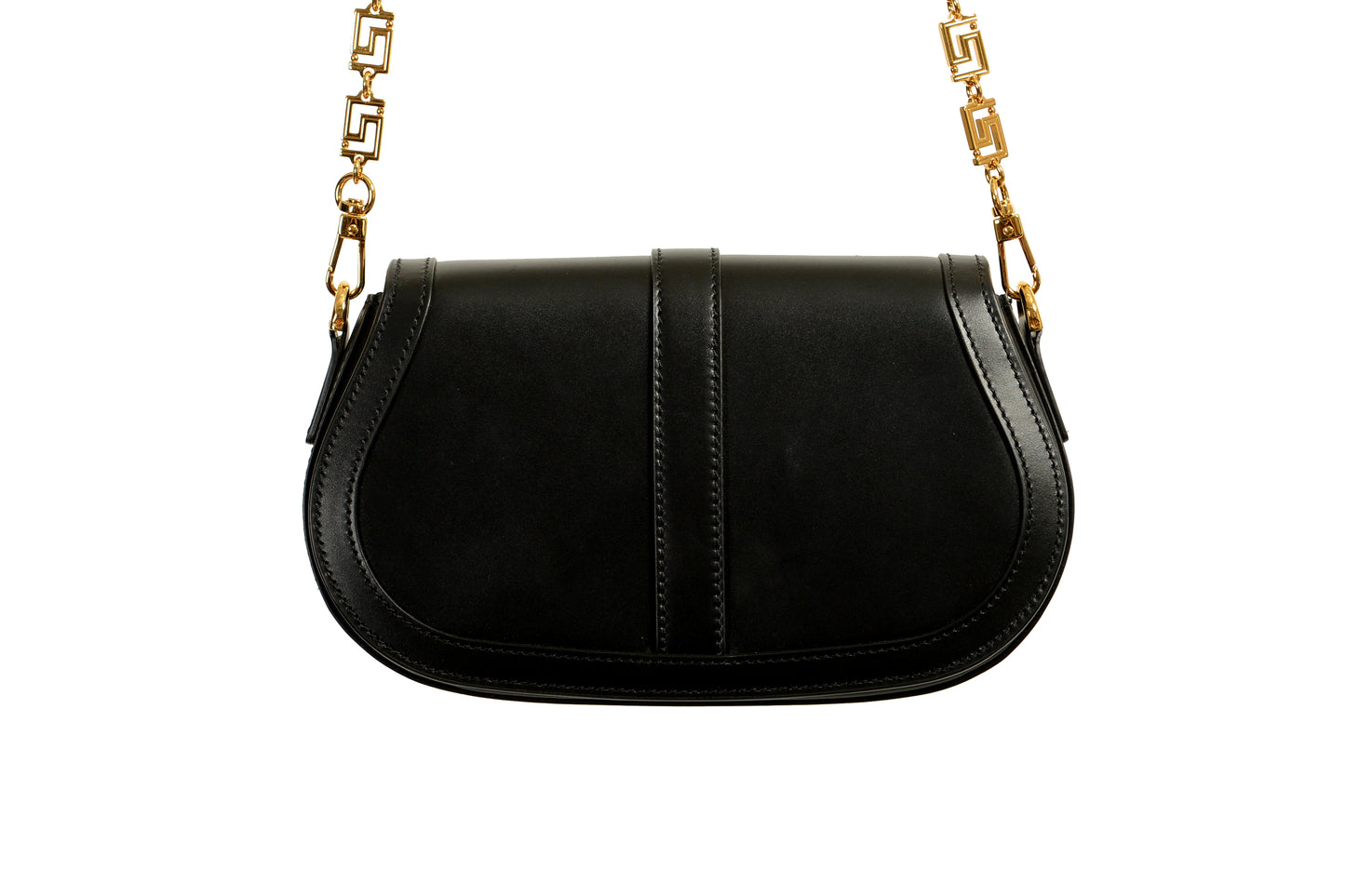 Versace Women's Black 100% Leather Greca Goddess Handbag Shoulder Bag