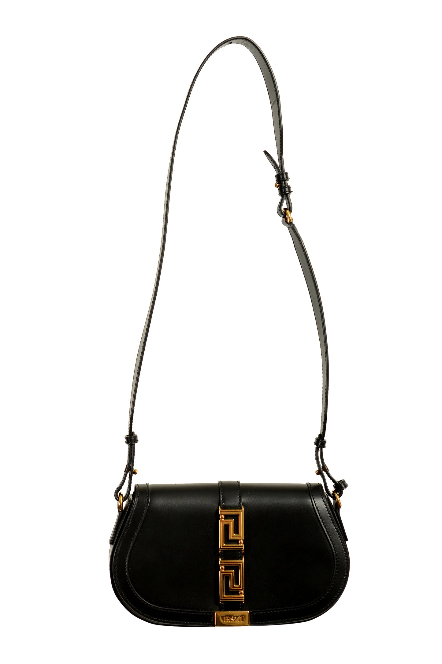 Versace Women's Black 100% Leather Greca Goddess Handbag Shoulder Bag