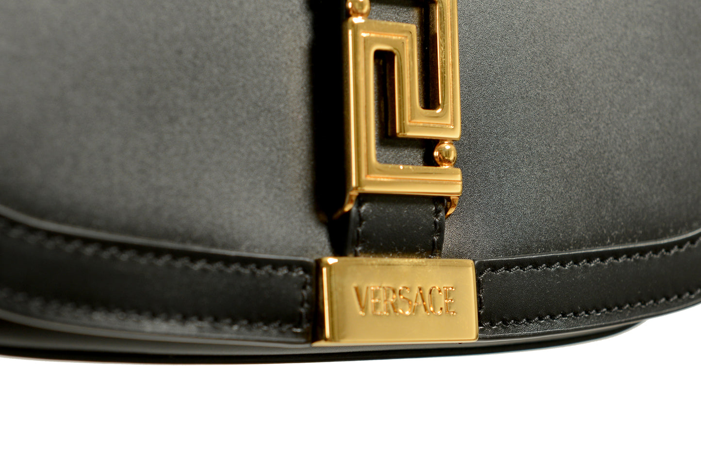 Versace Women's Black 100% Leather Greca Goddess Handbag Shoulder Bag