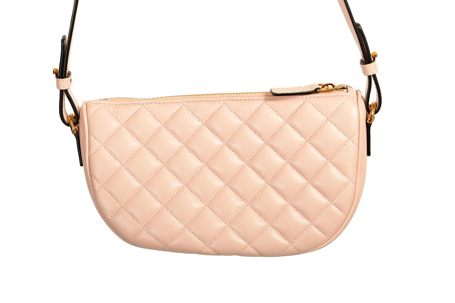 Versace Women's Leather Gold Medusa Quilted Half Moon Chain Handbag Shoulder Bag