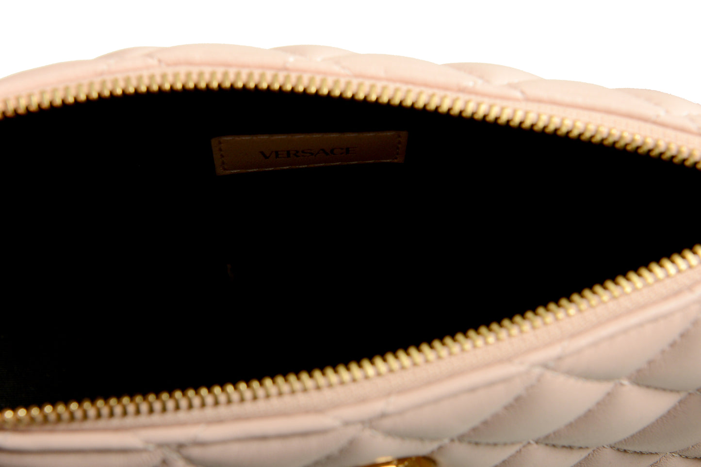 Versace Women's Leather Gold Medusa Quilted Half Moon Chain Handbag Shoulder Bag