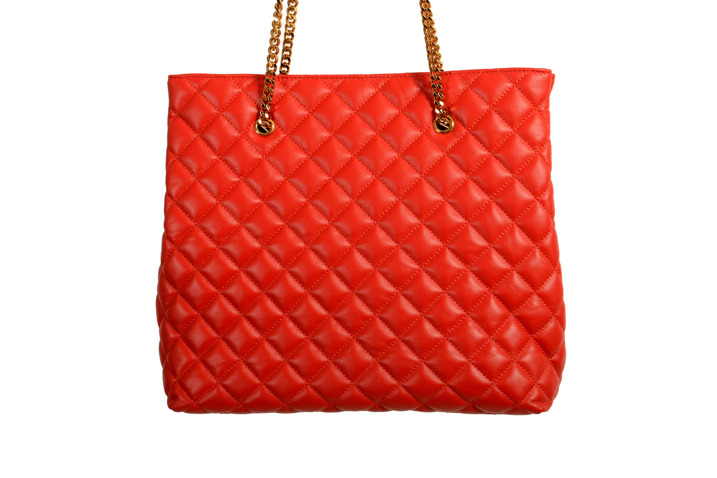Versace Women's True Red 100% Leather Quilted Handbag Shoulder Bag