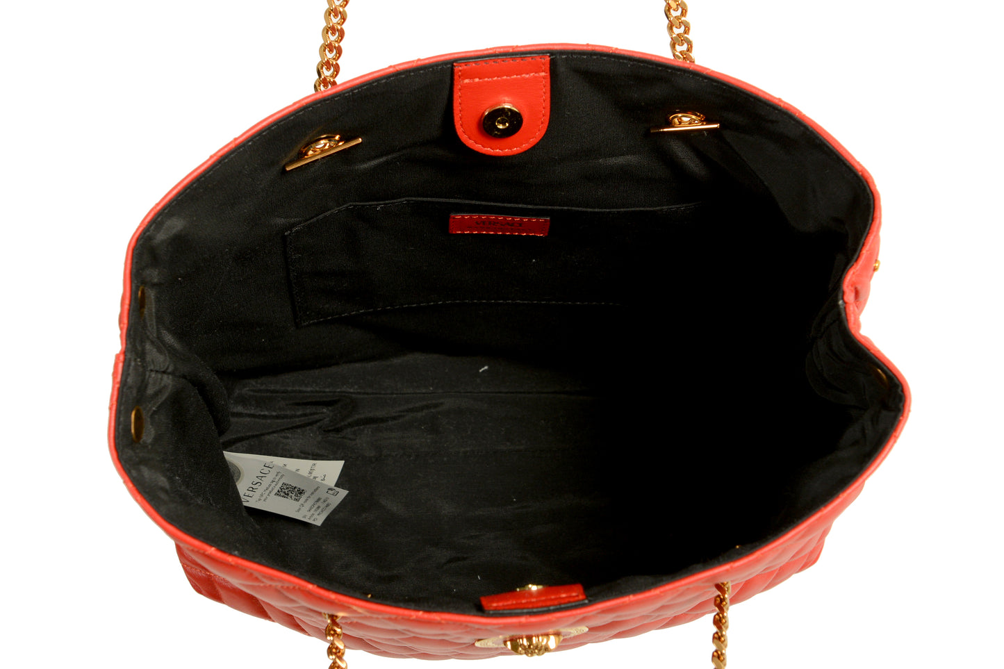 Versace Women's True Red 100% Leather Quilted Handbag Shoulder Bag