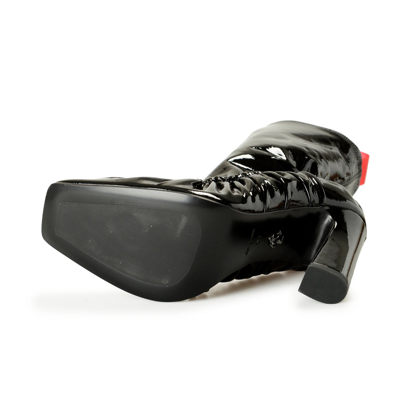 Scuderia Ferrari Women's Black Patent Leather Heeled Booties Shoes US 10 IT 40