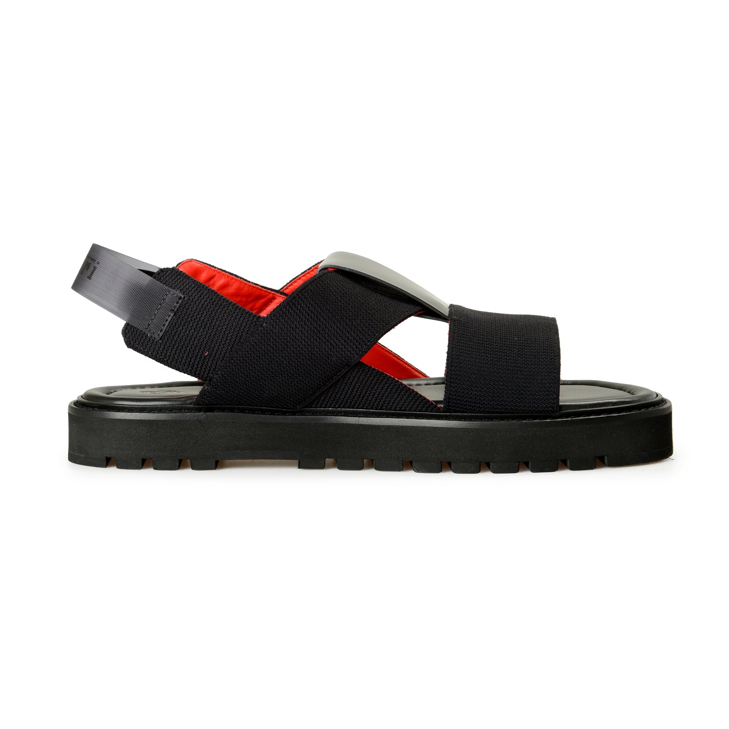 Scuderia Ferrari Men's Black Leather Sandals Shoes US 10 IT 43