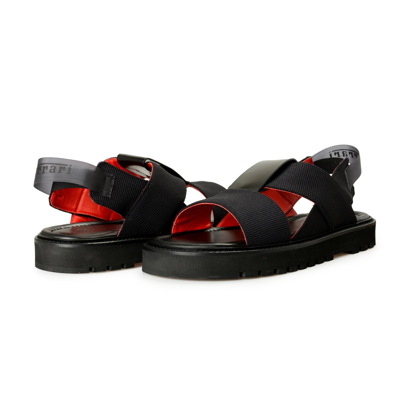 Scuderia Ferrari Men's Black Leather Sandals Shoes US 10 IT 43