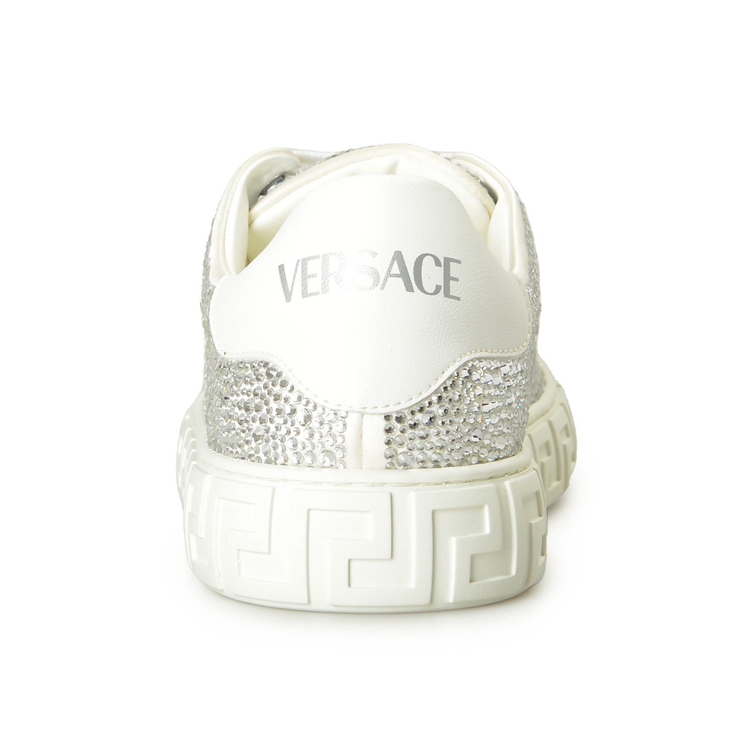 Versace Women's Sparkle Silver & White Leather Sneakers Shoes US 7 IT 37