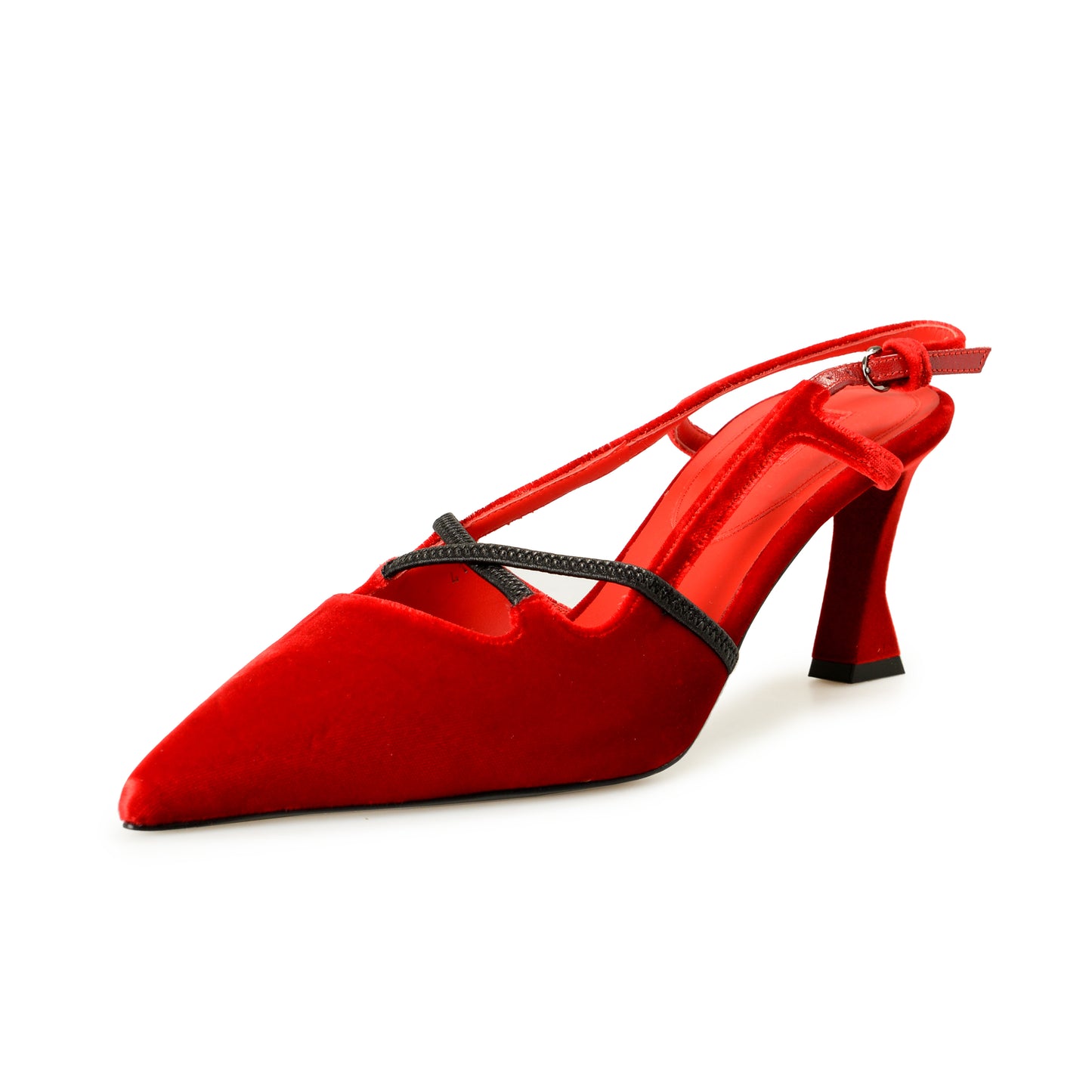 Scuderia Ferrari Women's Velvet & Leather Red Singback Pump Shoes US 11 IT 41