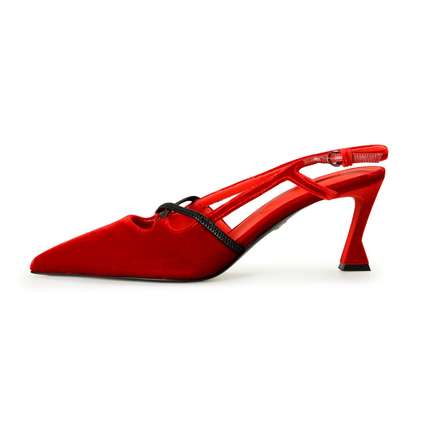 Scuderia Ferrari Women's Velvet & Leather Red Singback Pump Shoes US 11 IT 41