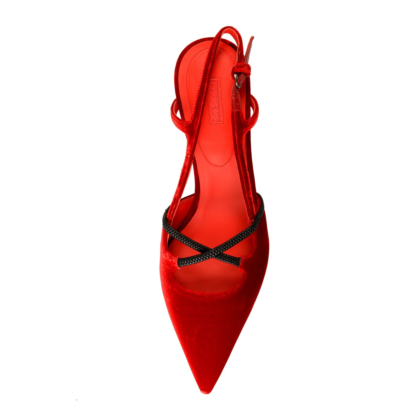Scuderia Ferrari Women's Velvet & Leather Red Singback Pump Shoes US 11 IT 41