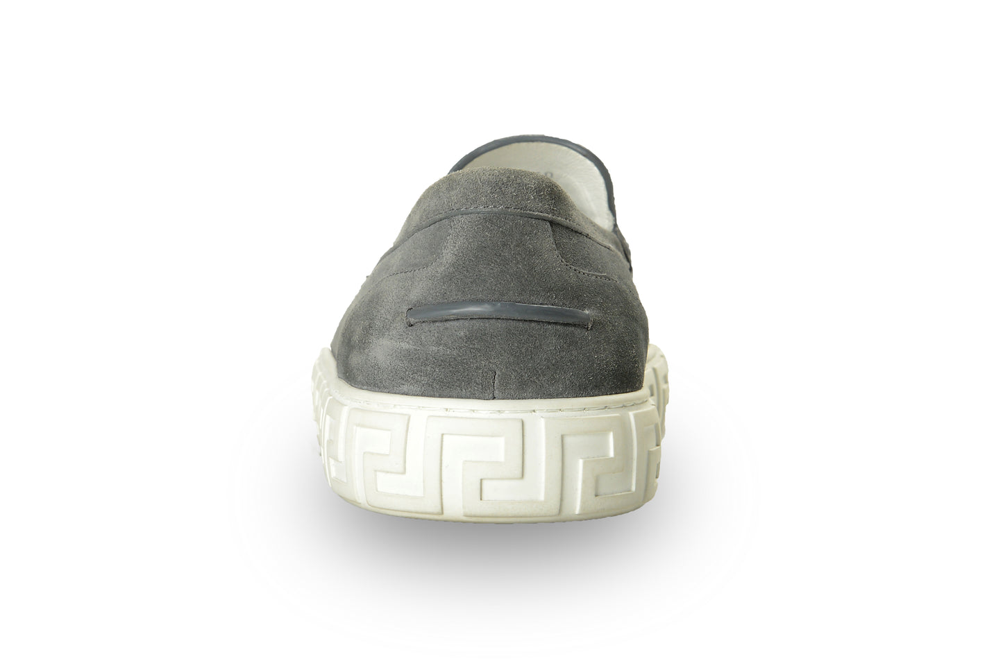 Versace Men's Suede Leather Silver Medusa Loafers Slip On Shoes US 12 IT 45