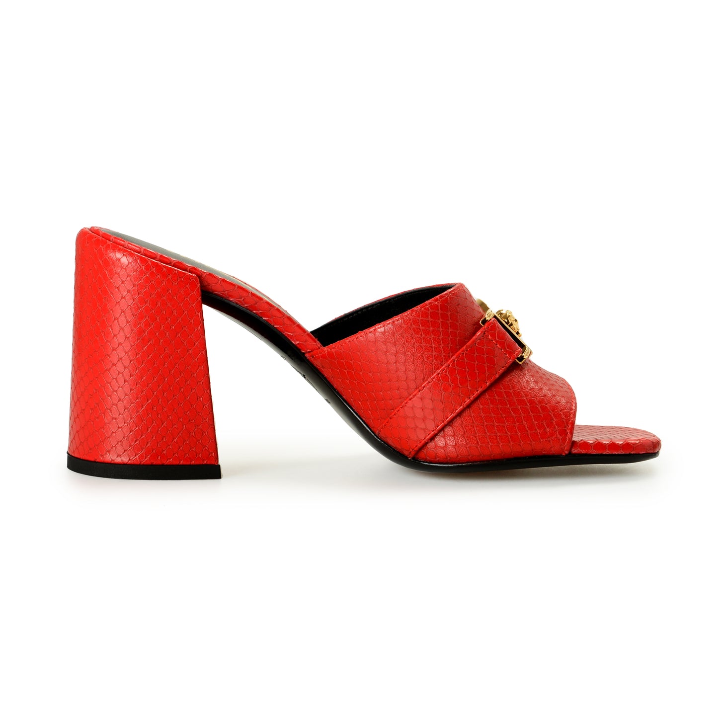 Versace Women's Red 100% Leather Gold Medusa Mules Sandals Shoes US 6 IT 36
