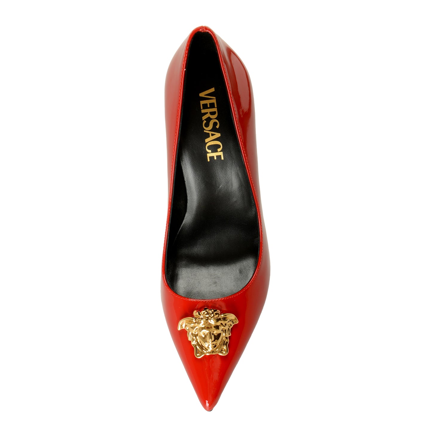 Versace Women's Gold Medusa Red Patent Leather High Heel Pump Shoes US 8 IT 38