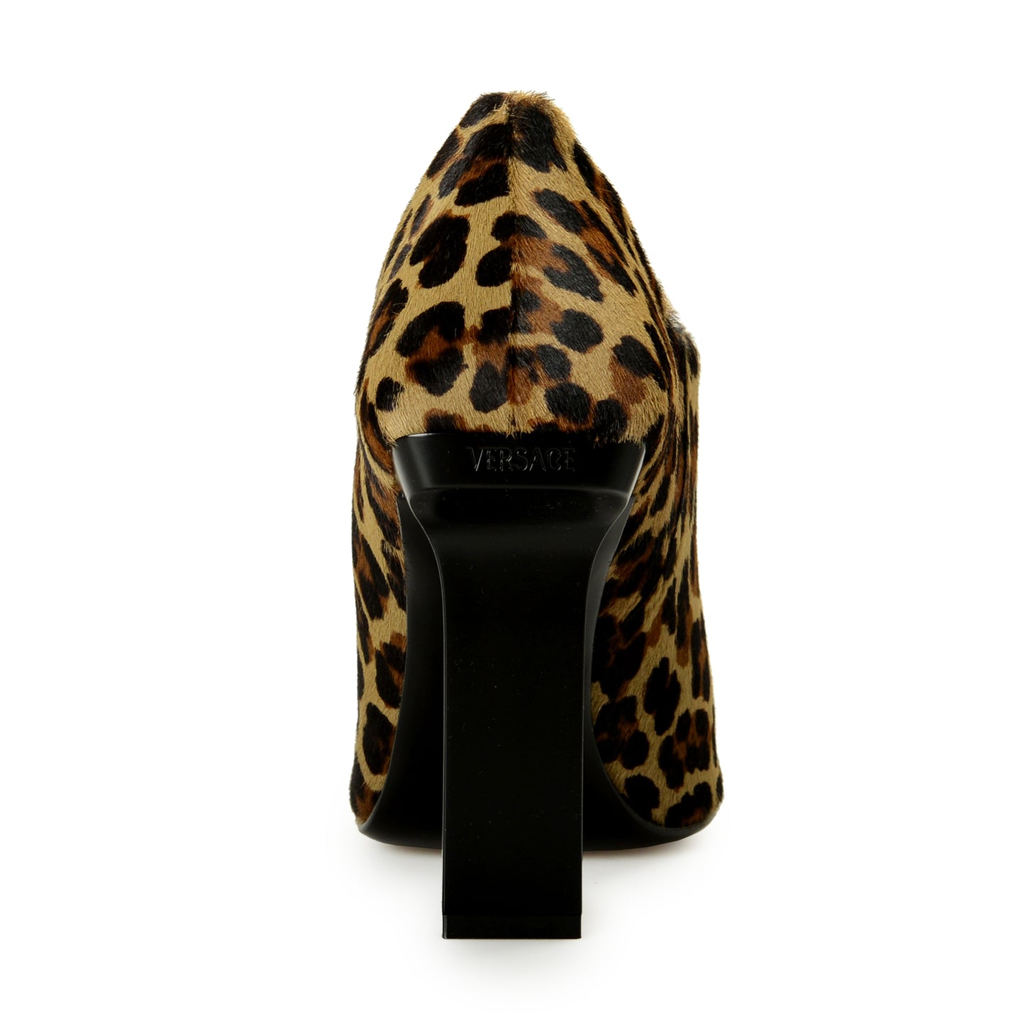 Versace Women's Pony Hair Leather Leopard Print Heeled Booties Shoes US 9 IT 39