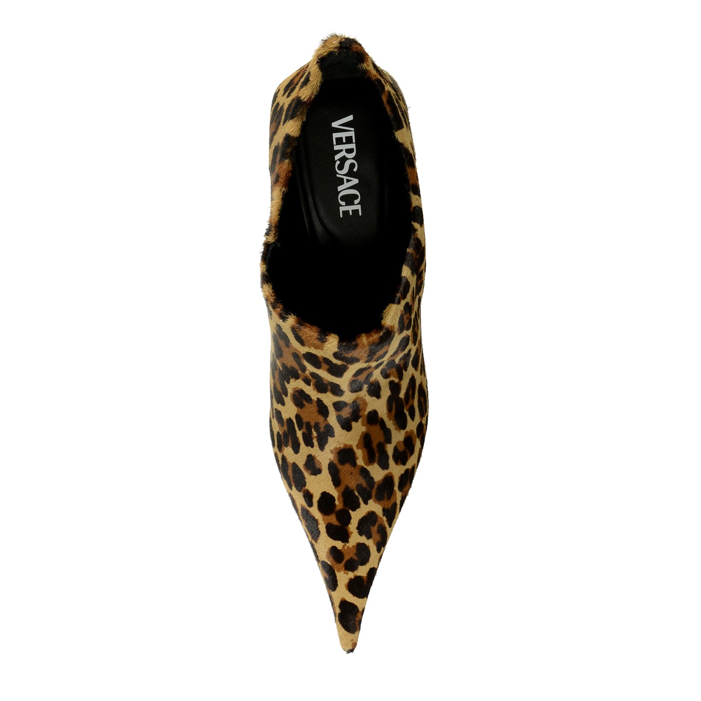 Versace Women's Pony Hair Leather Leopard Print Heeled Booties Shoes US 9 IT 39
