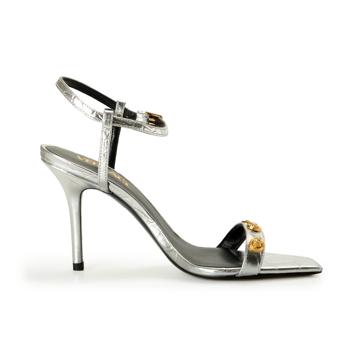 Versace Women's Croc Print Leather Heeled Slingback Pumps Shoes US 8 IT 38