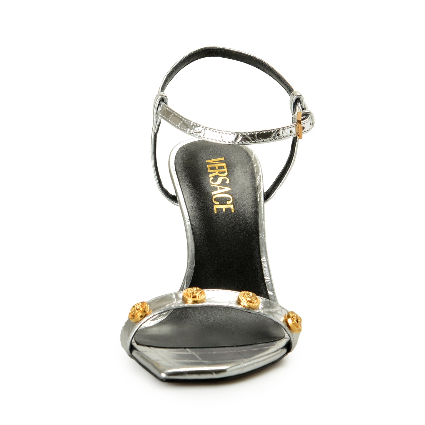 Versace Women's Croc Print Leather Heeled Slingback Pumps Shoes US 8 IT 38