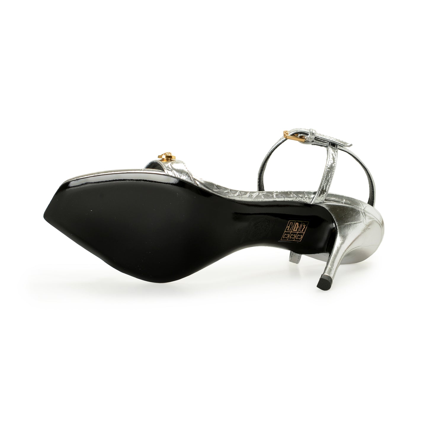 Versace Women's Croc Print Leather Heeled Slingback Pumps Shoes US 8 IT 38