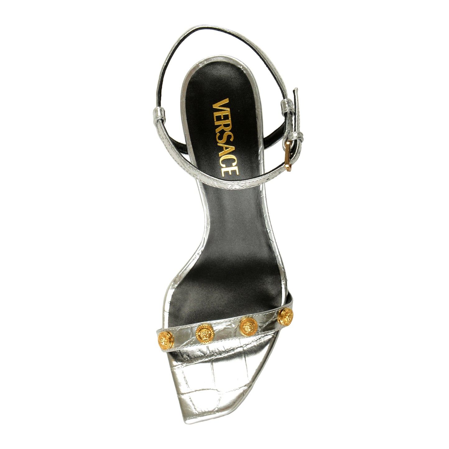 Versace Women's Croc Print Leather Heeled Slingback Pumps Shoes US 8 IT 38