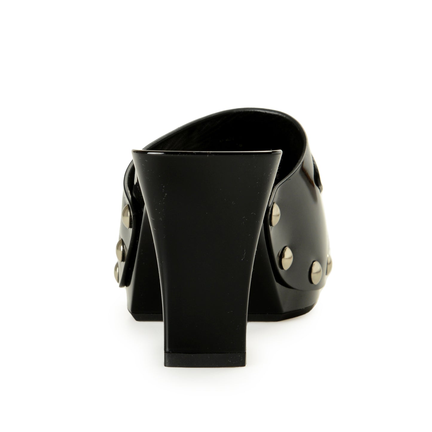 Versace Women's Black Patent Leather Clog Mules Sandals Shoes US 6 IT 36