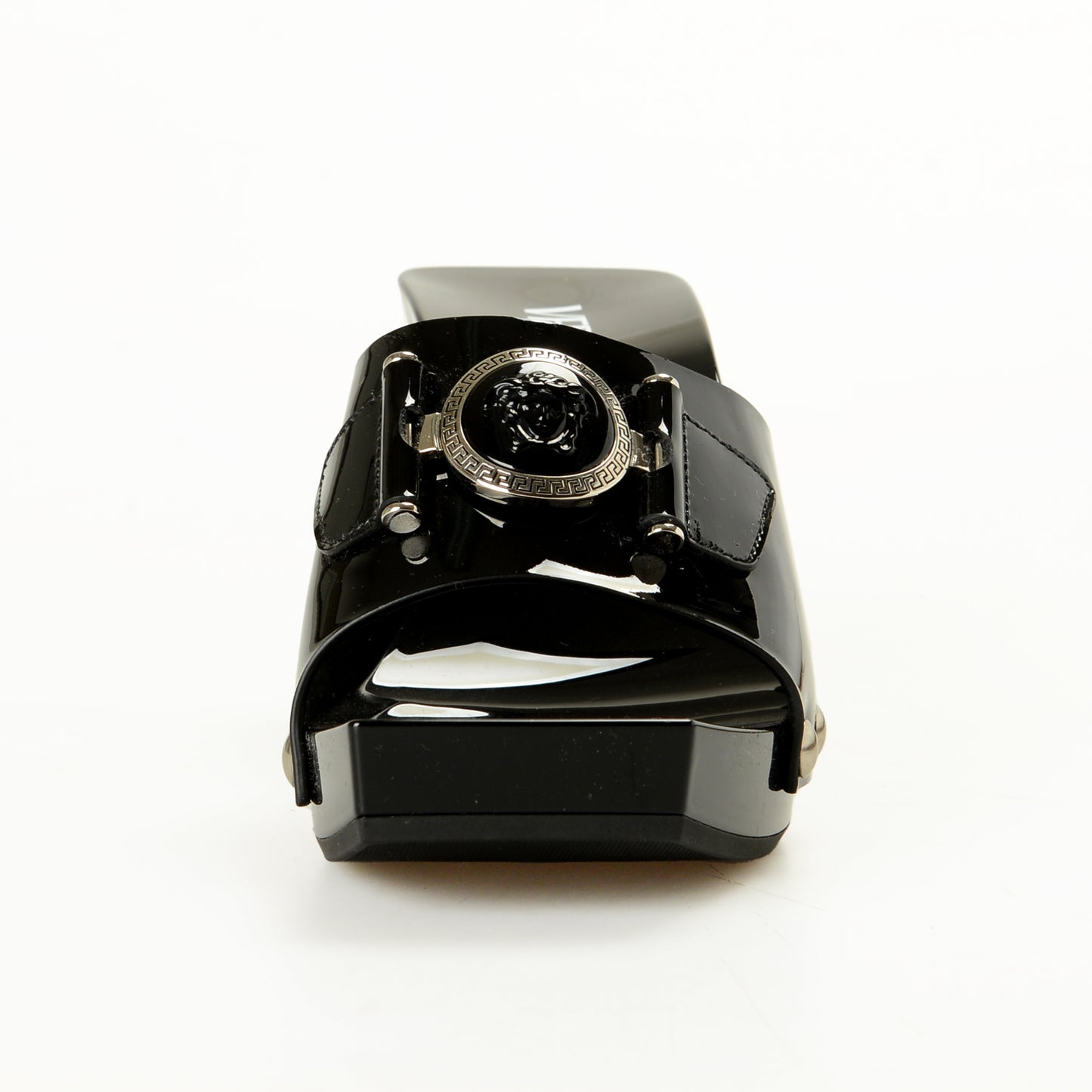 Versace Women's Black Patent Leather Clog Mules Sandals Shoes US 6 IT 36