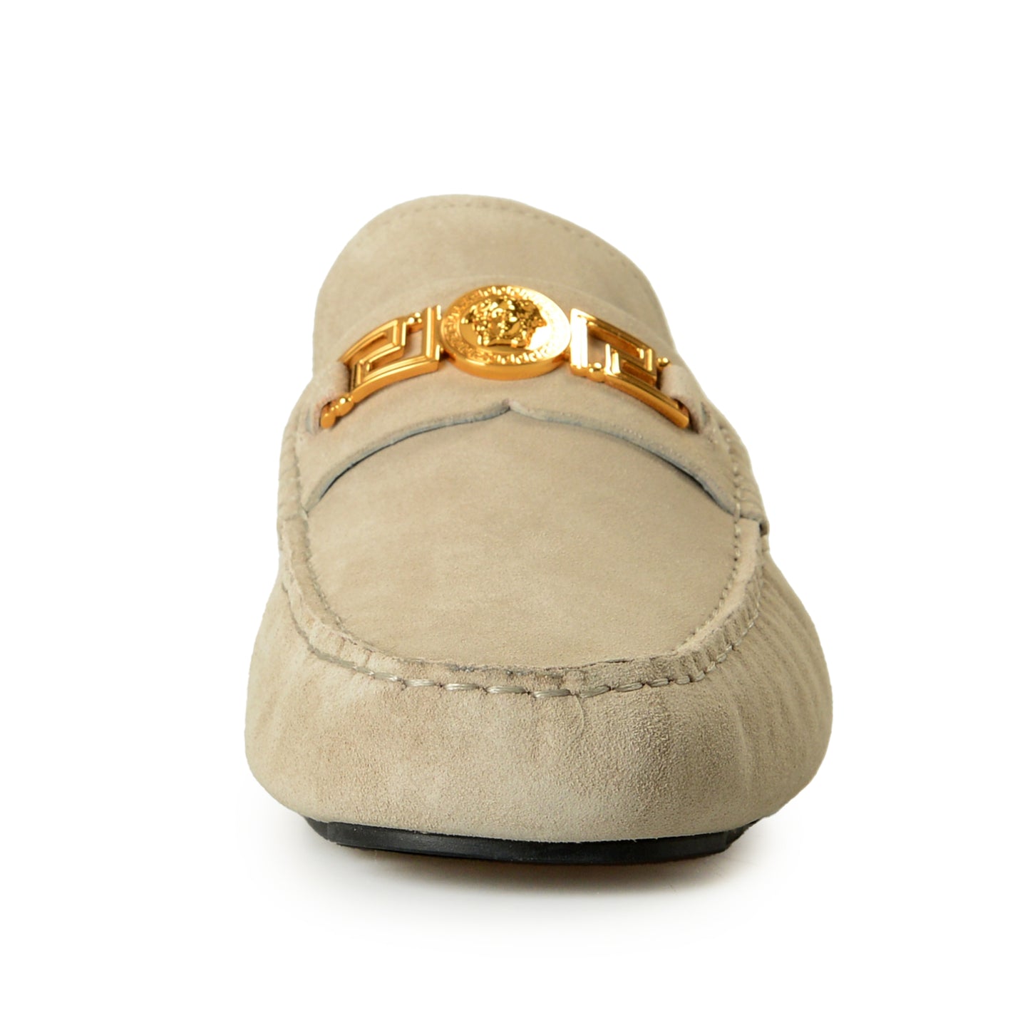 Versace Men's 100% Suede Leather Gold Medusa Driver Loafers Shoes US 6 IT 39