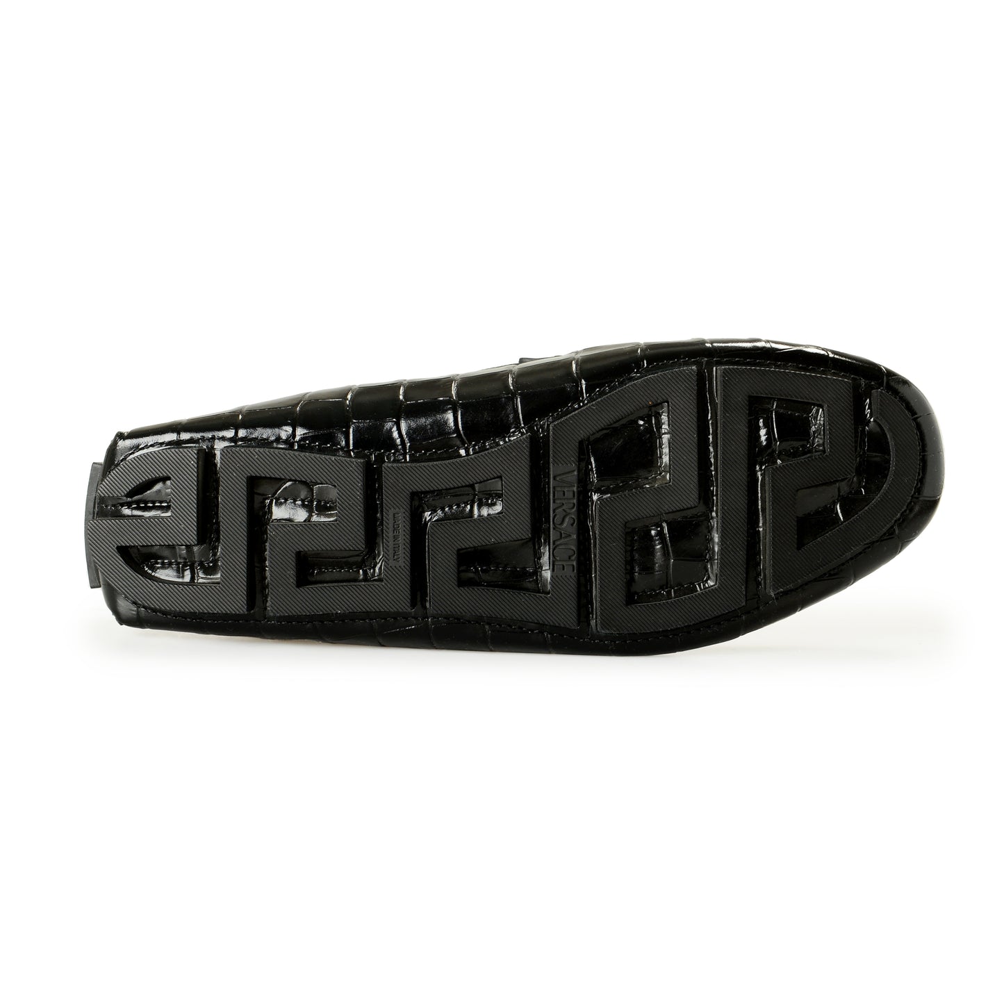 Versace Men's Croc Print Leather Black Driver Loafers Shoes US 11 IT 44