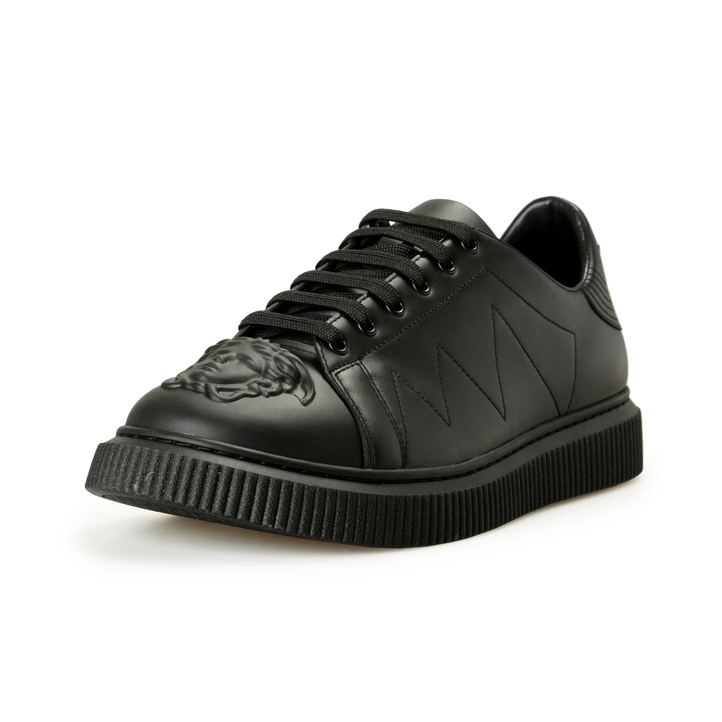 Versace Men's Large Medusa Logo Black 100% Leather Sneakers Shoes US 8 IT 41