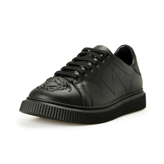 Versace Men's Large Medusa Logo Black 100% Leather Sneakers Shoes US 8 IT 41