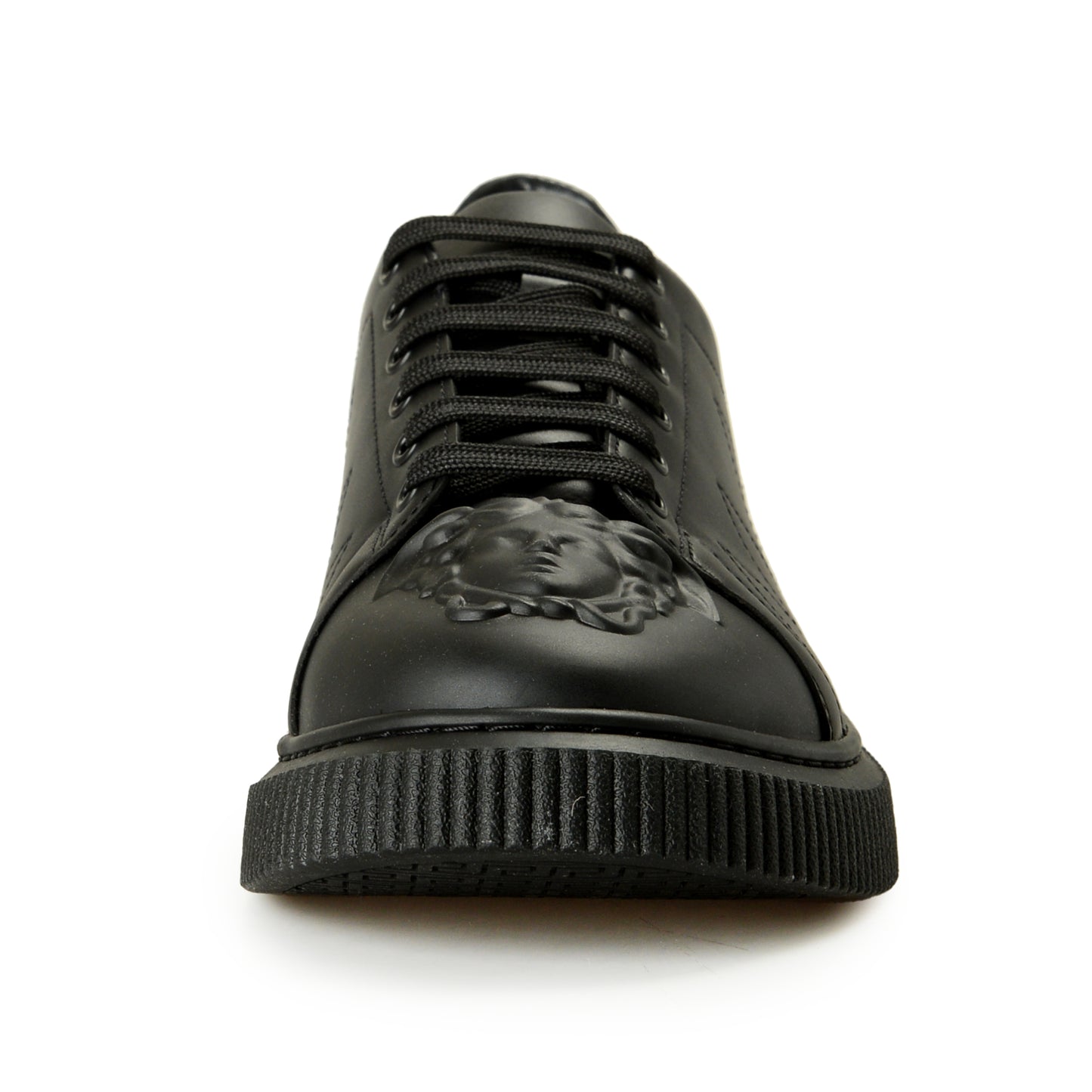 Versace Men's Large Medusa Logo Black 100% Leather Sneakers Shoes US 8 IT 41
