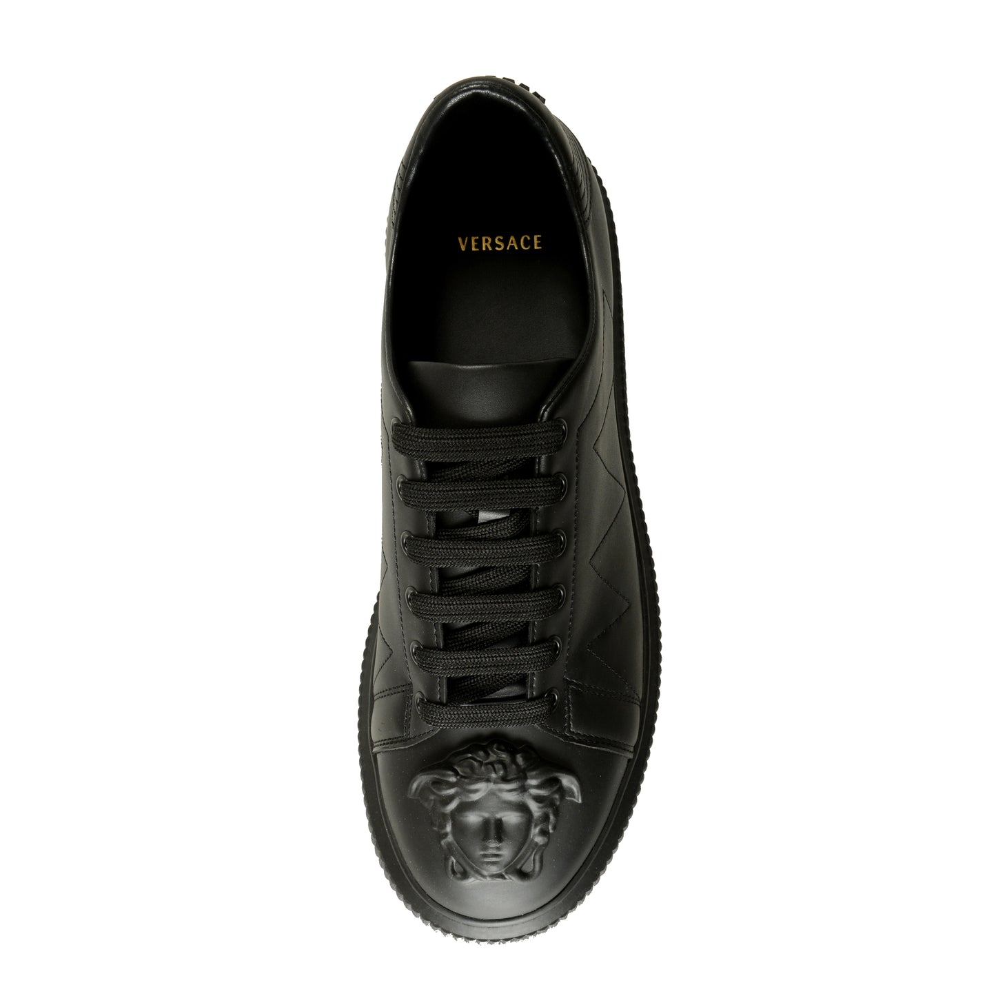 Versace Men's Large Medusa Logo Black 100% Leather Sneakers Shoes US 8 IT 41