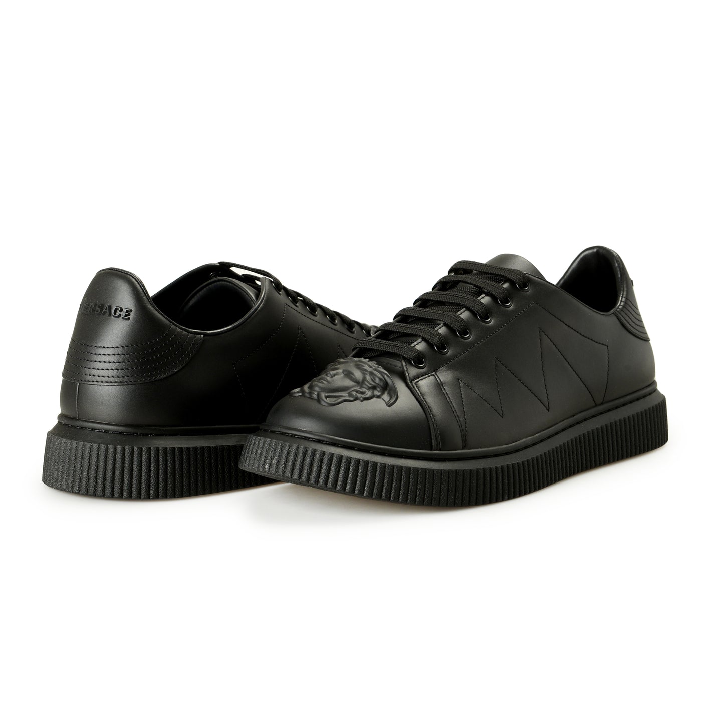 Versace Men's Large Medusa Logo Black 100% Leather Sneakers Shoes US 8 IT 41
