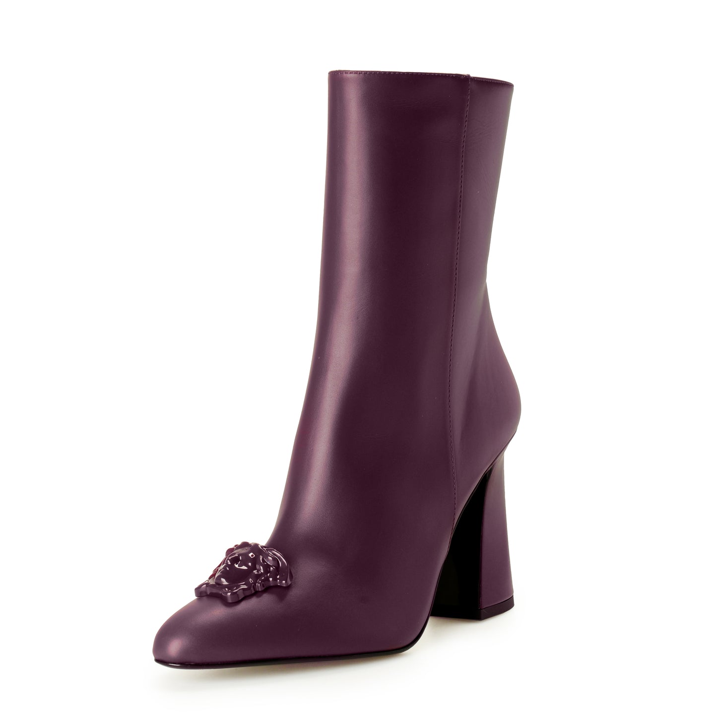Versace Women's Plum Purple 100% Leather Heeled Booties Shoes US 11 IT 41