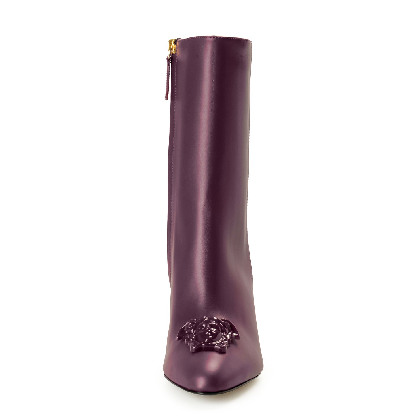 Versace Women's Plum Purple 100% Leather Heeled Booties Shoes US 11 IT 41