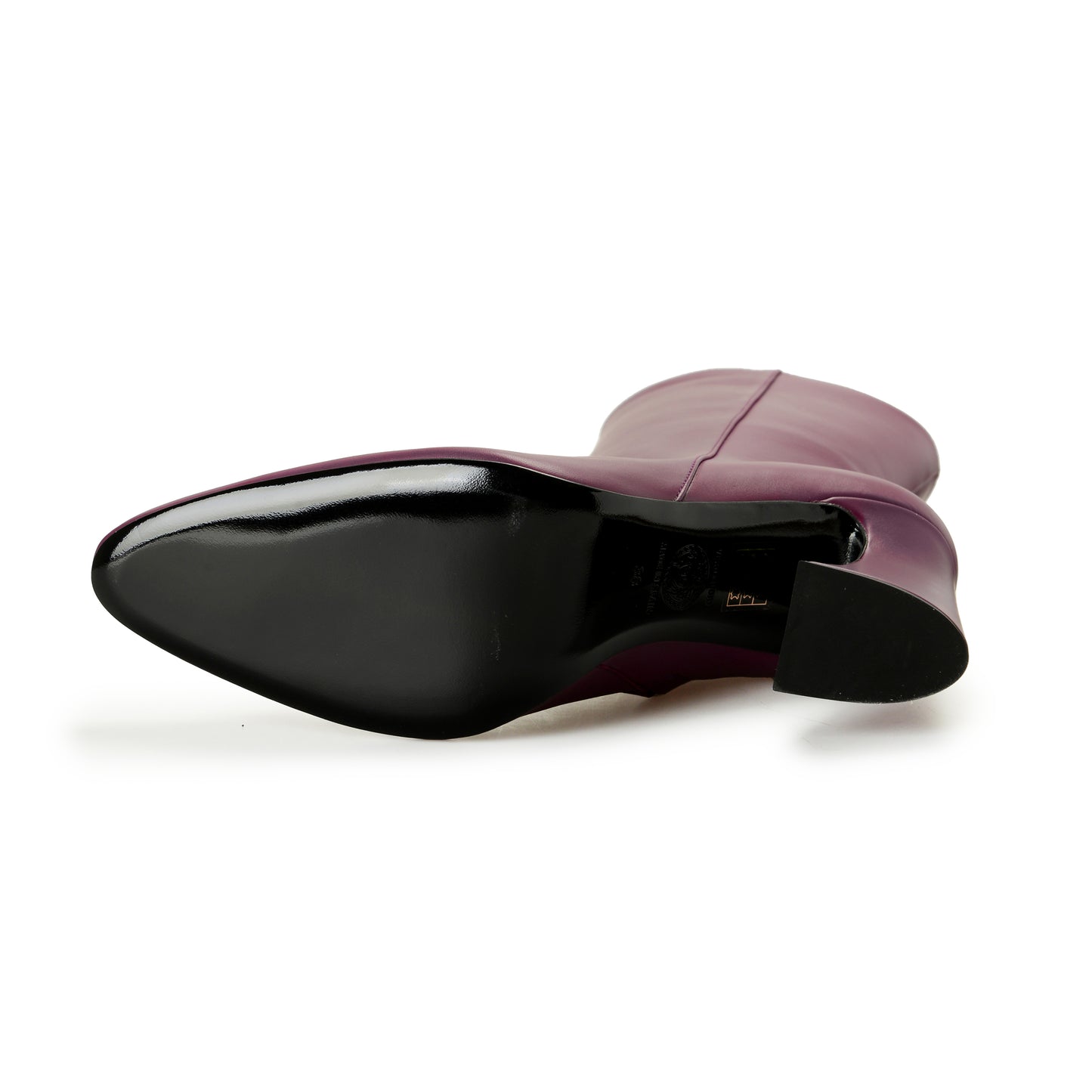 Versace Women's Plum Purple 100% Leather Heeled Booties Shoes US 11 IT 41