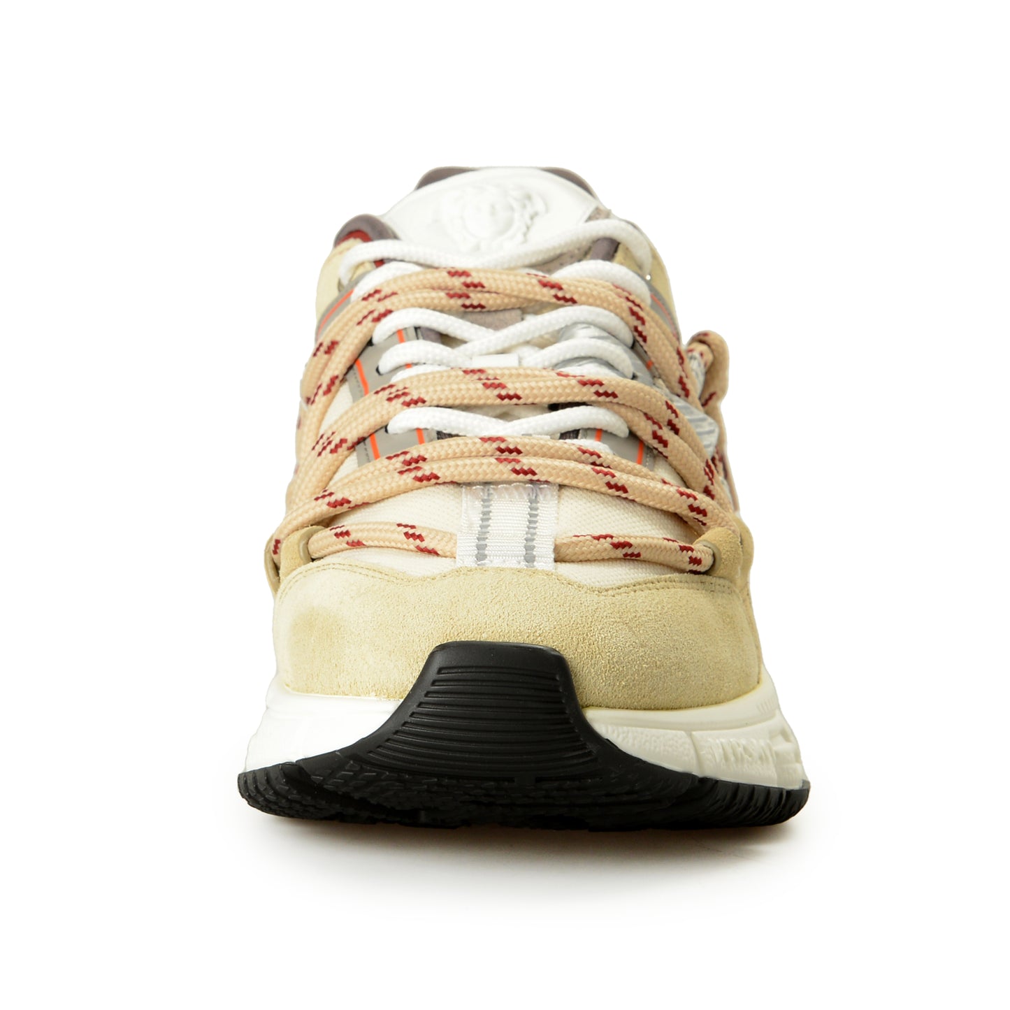 Versace Women's Suede & Leather White Medusa Head Sneakers Shoes US 8 IT 38