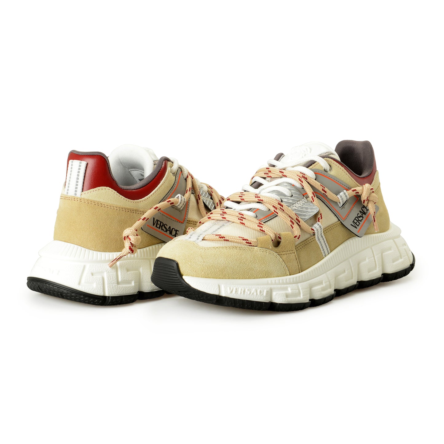 Versace Women's Suede & Leather White Medusa Head Sneakers Shoes US 8 IT 38